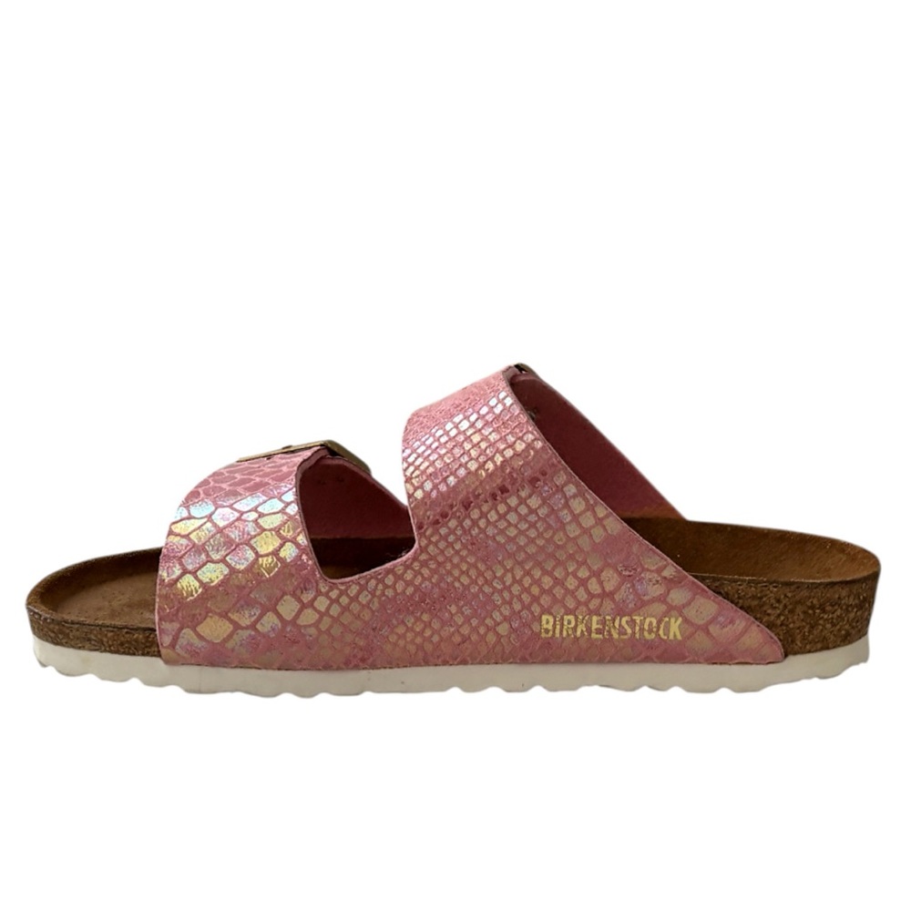 BIRKENSTOCK Women's Arizona Sydney Sandal Shiny Snake Rose Size 7 - Picture 7 of 8